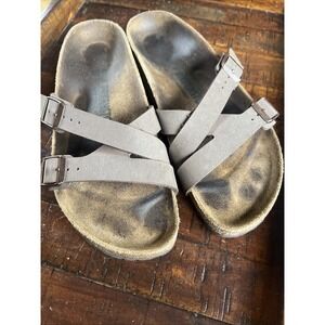 Birkenstock Yao Balance Birko-Flor Sandals Slide Beige Women Size 40 US‎ 9